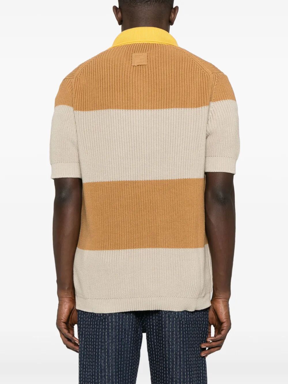 Striped cotton polo shirt with Fendi club coat of arms