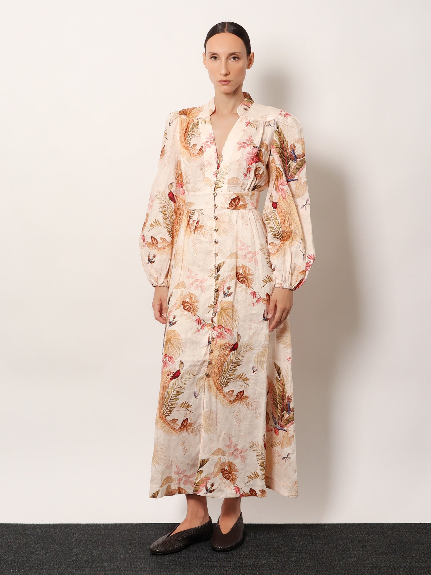 Ascension Plunge linen Midi Dress