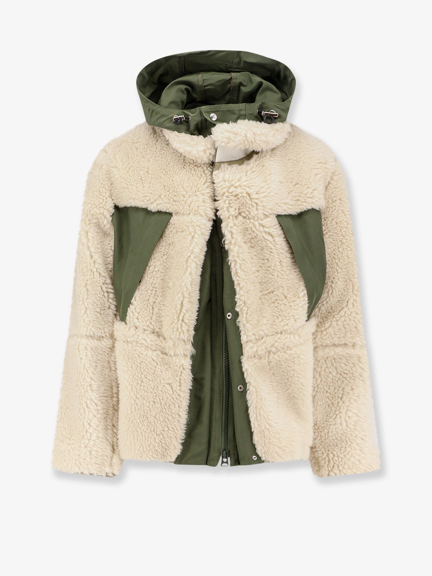 Giubbino in eco shearling e nylon