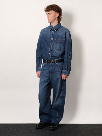 Twisted stone-washed denim jeans thumbnail