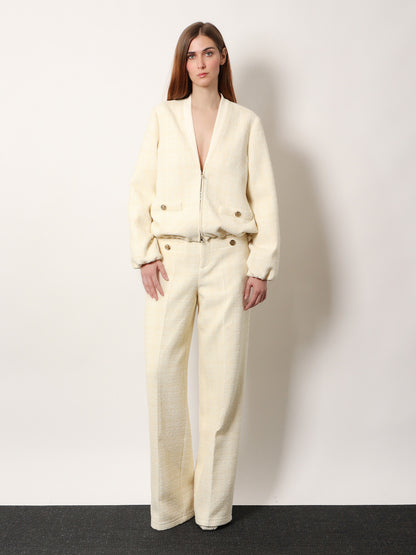 Cotton blend trousers with checked pattern thumbnail