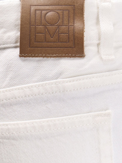 White denim trousers with flared bottom thumbnail