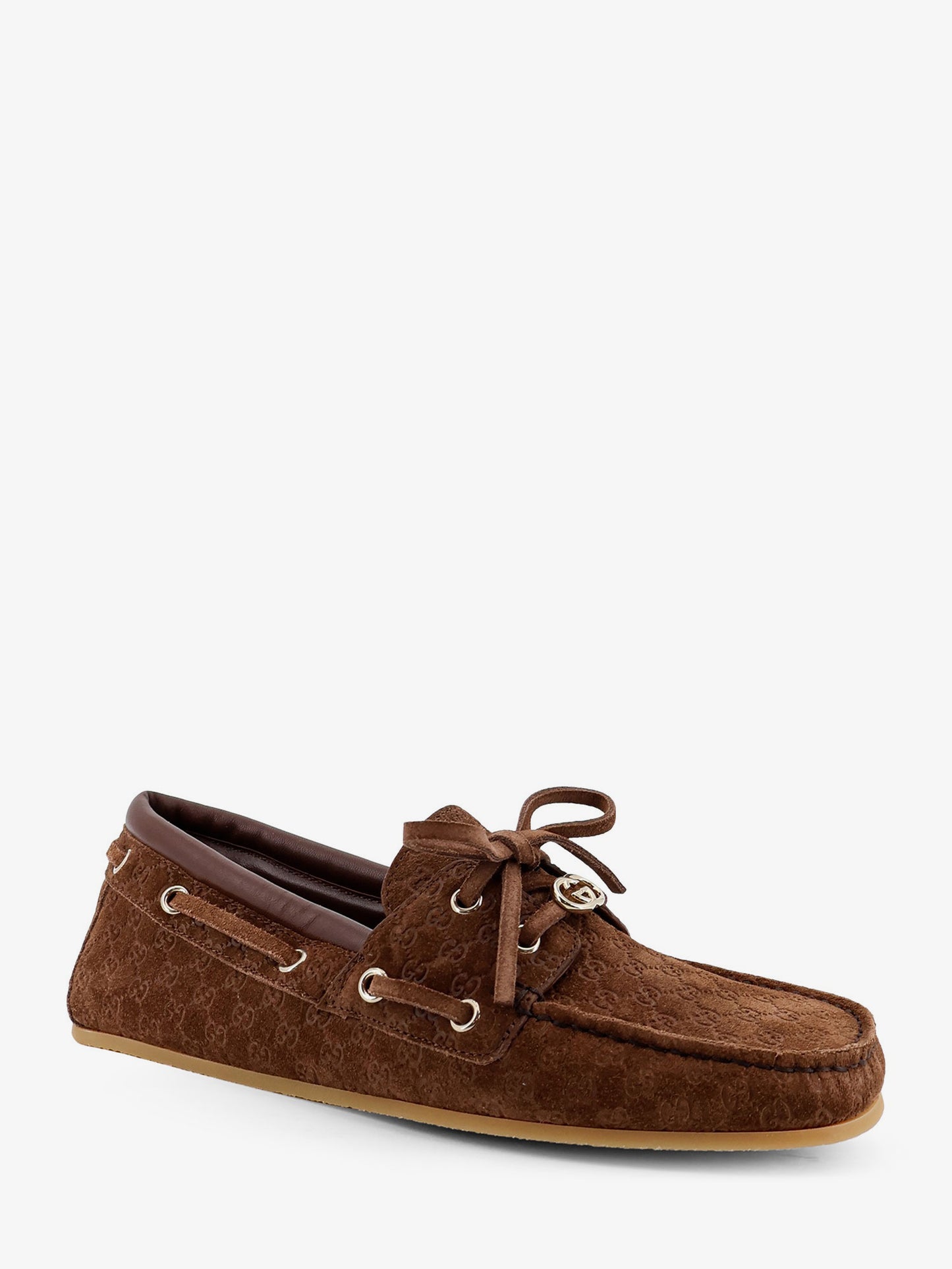 Mocassini in suede con logo GG all-over