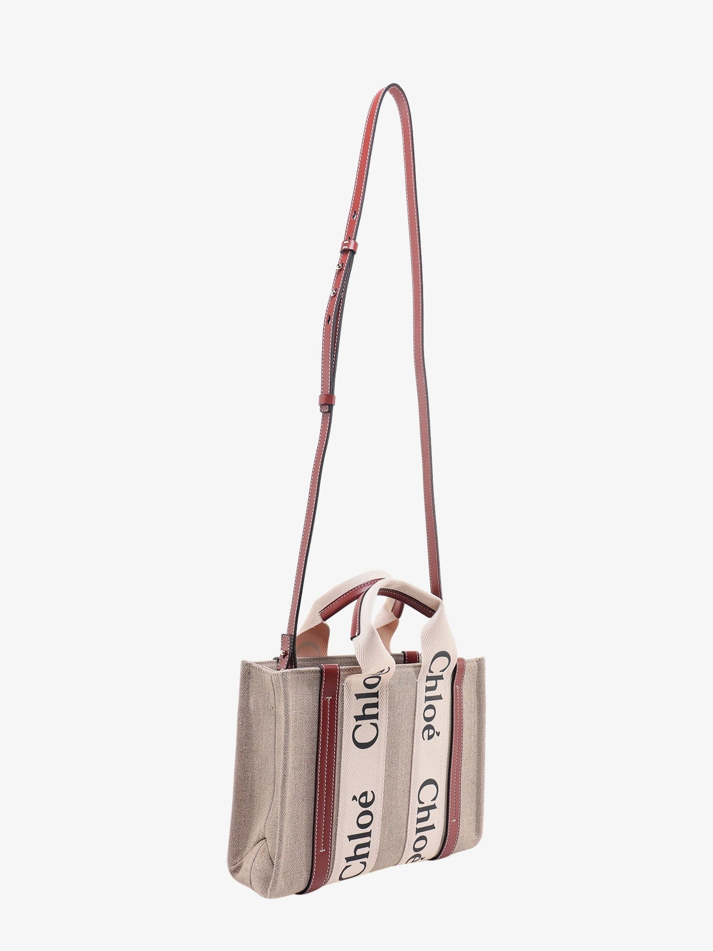 Woody linen and leather Tote Bag