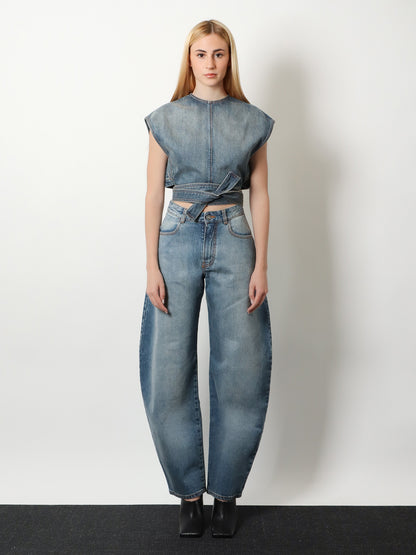Faded blue denim jeans thumbnail