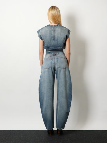 Faded blue denim jeans thumbnail