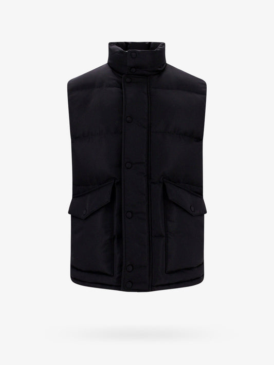 Padded and quilted nylon sleeveless jacket with back mcqueen graffiti print