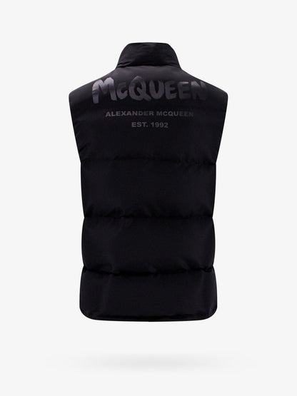 Padded and quilted nylon sleeveless jacket with back mcqueen graffiti print thumbnail