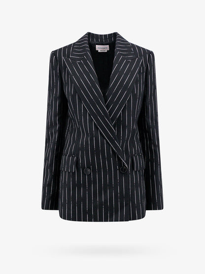 Double-breasted broken pinstripe blazer thumbnail