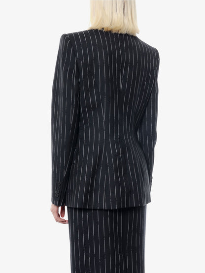 Double-breasted broken pinstripe blazer thumbnail