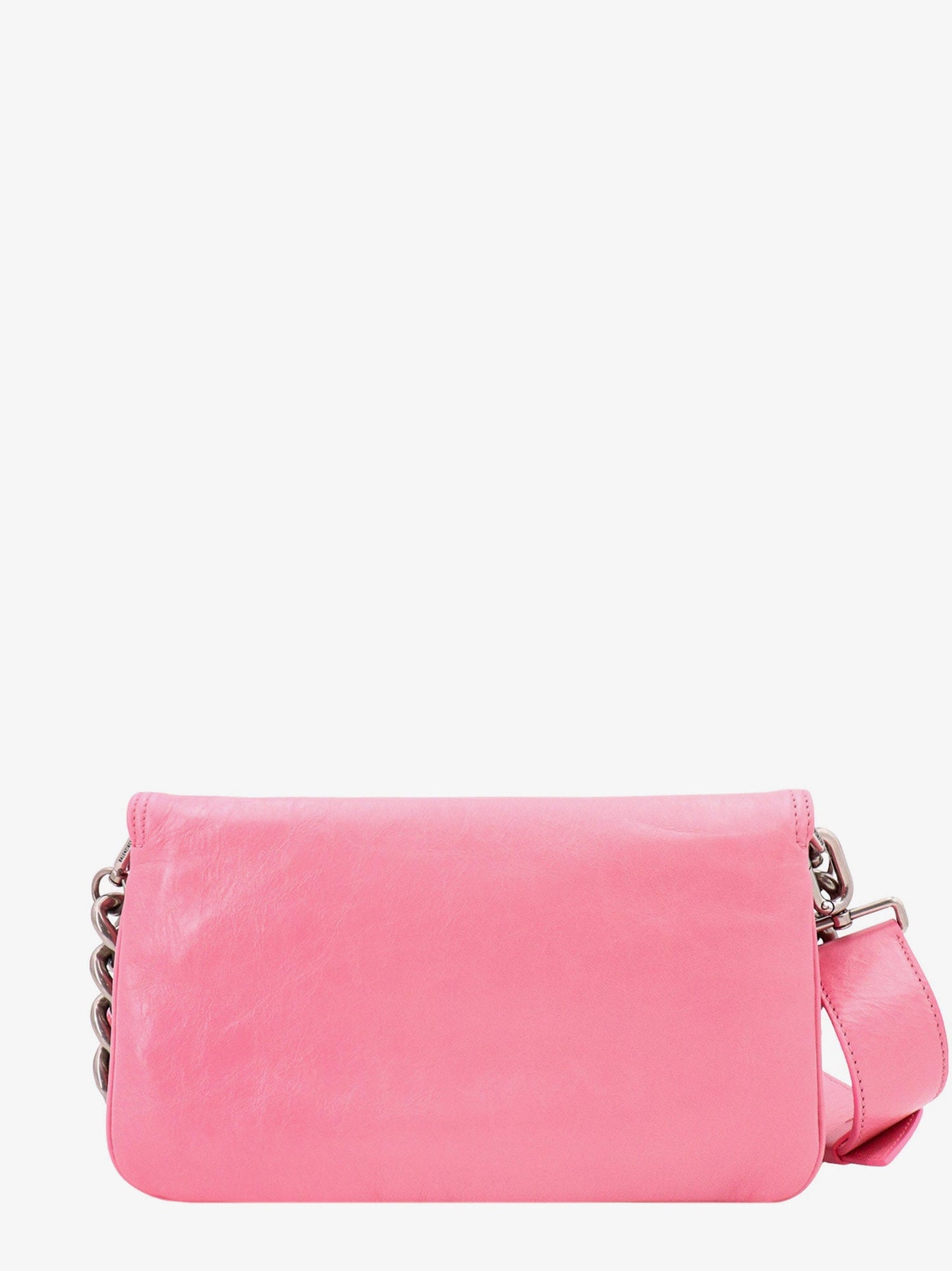 Leather shoulder bag with metal monogram