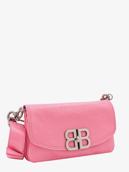 Leather shoulder bag with metal monogram thumbnail