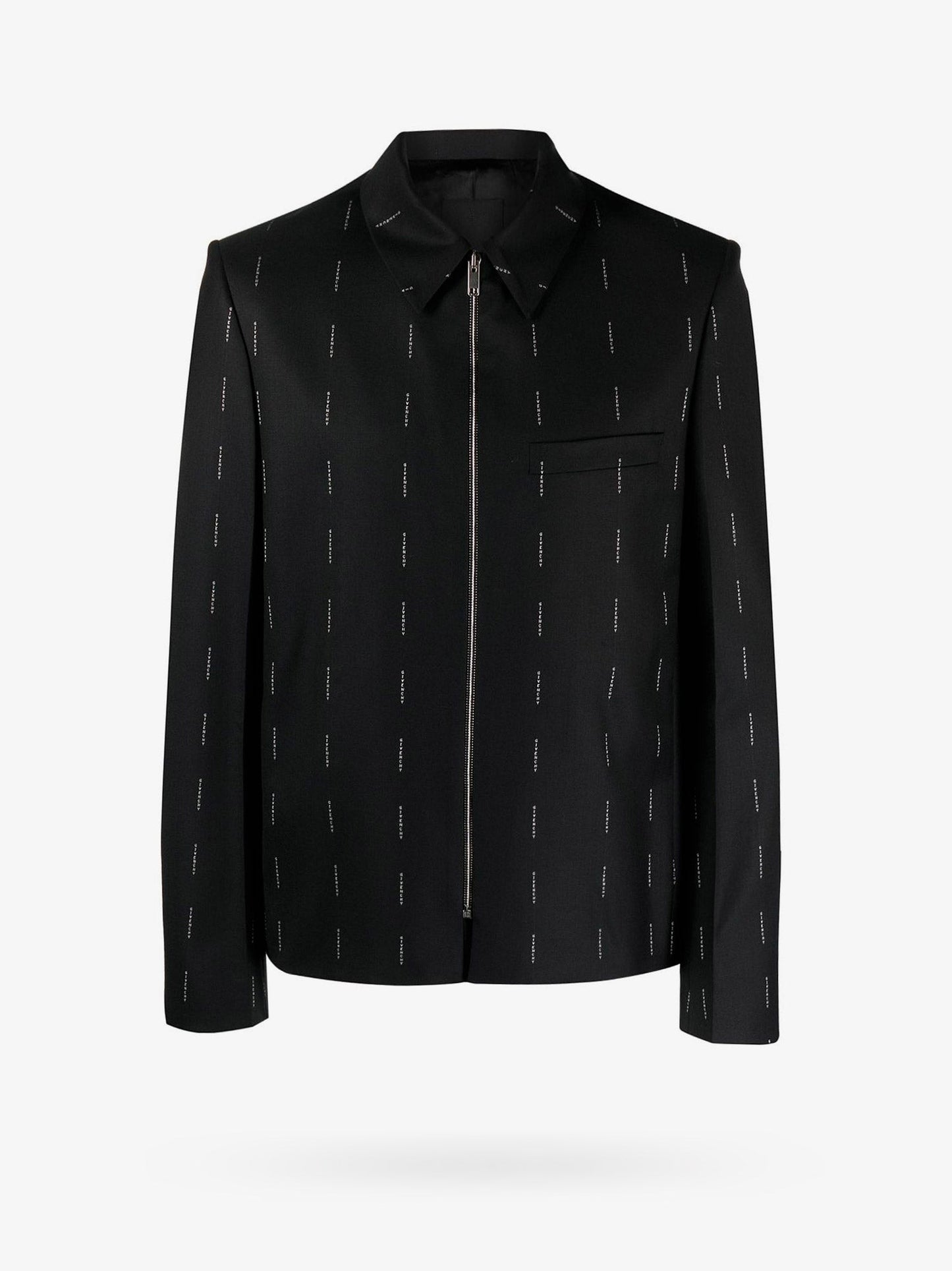 Wool blazer with all-over logo print