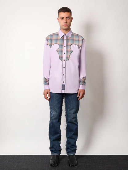 Cotton shirt with insert with madras motif thumbnail