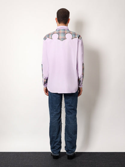 Cotton shirt with insert with madras motif thumbnail