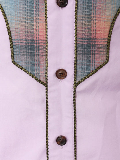 Cotton shirt with insert with madras motif thumbnail