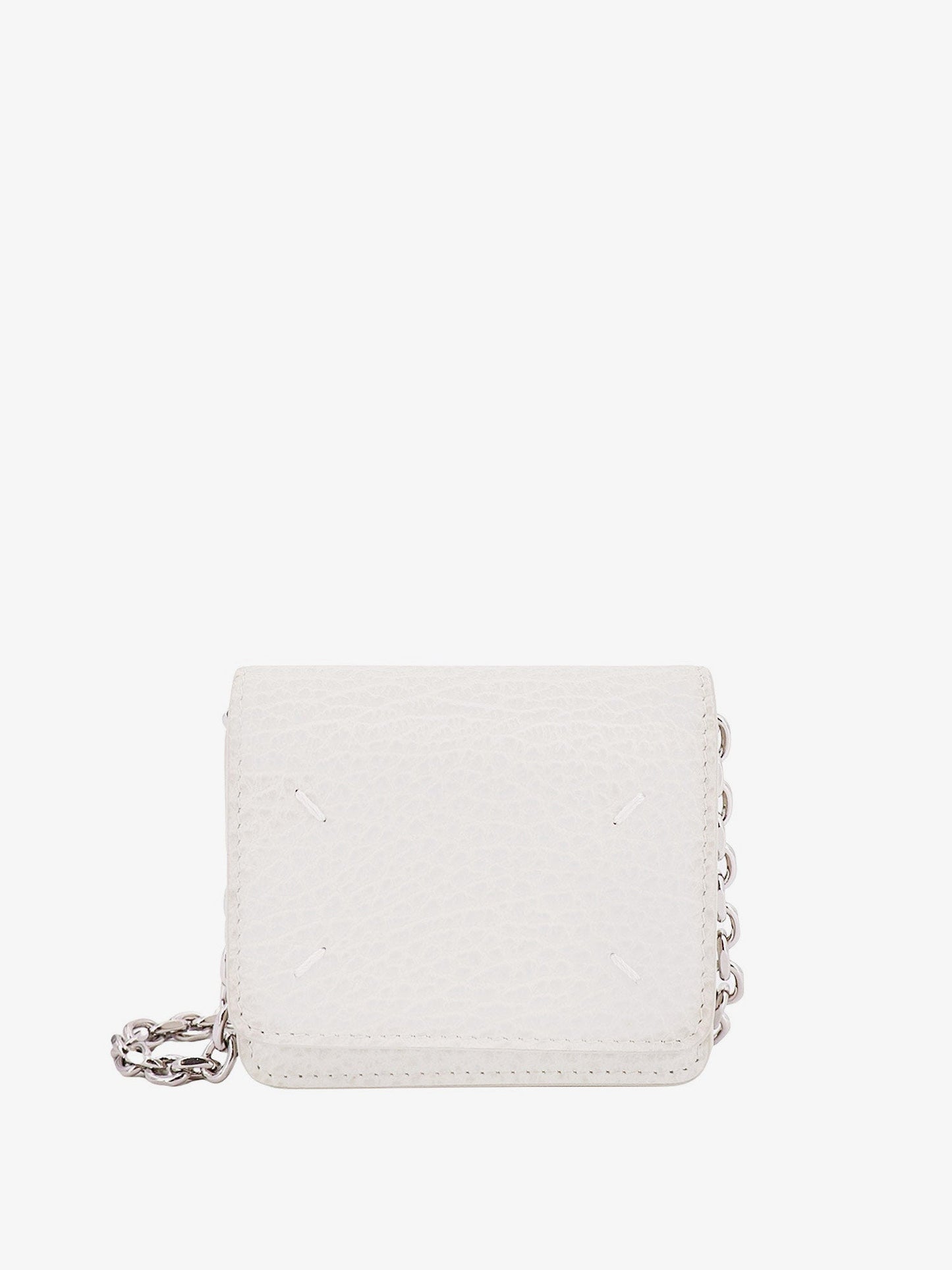 Leather card holder with iconic stitching