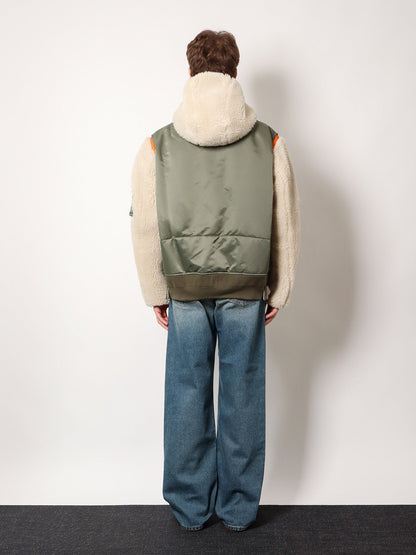 Nylon jacket with eco shearling inserts thumbnail