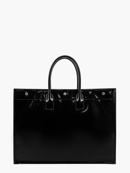 Patent leather handbag with embossed logo thumbnail