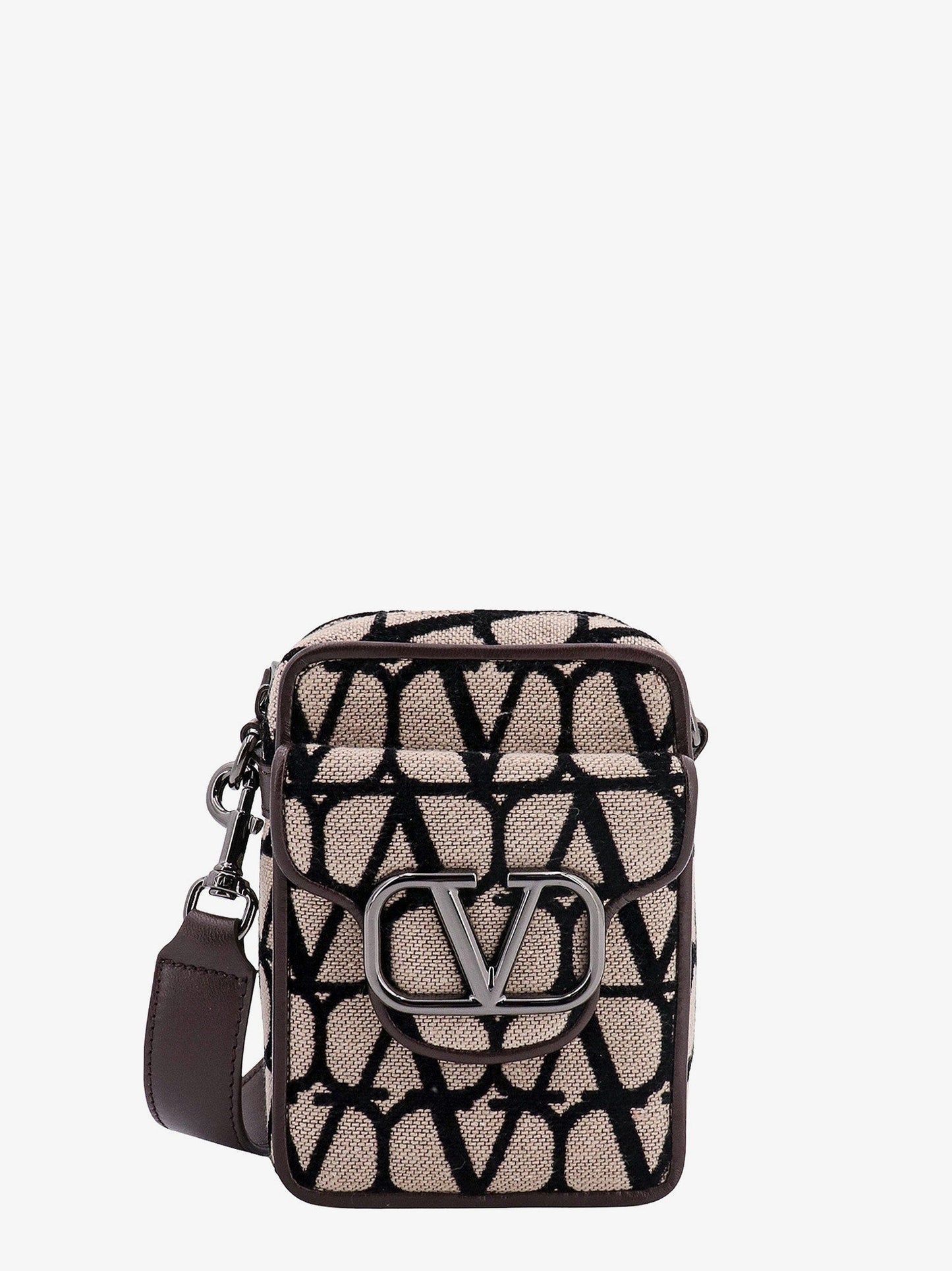 Toile iconographe shoulder bag with leather profiles