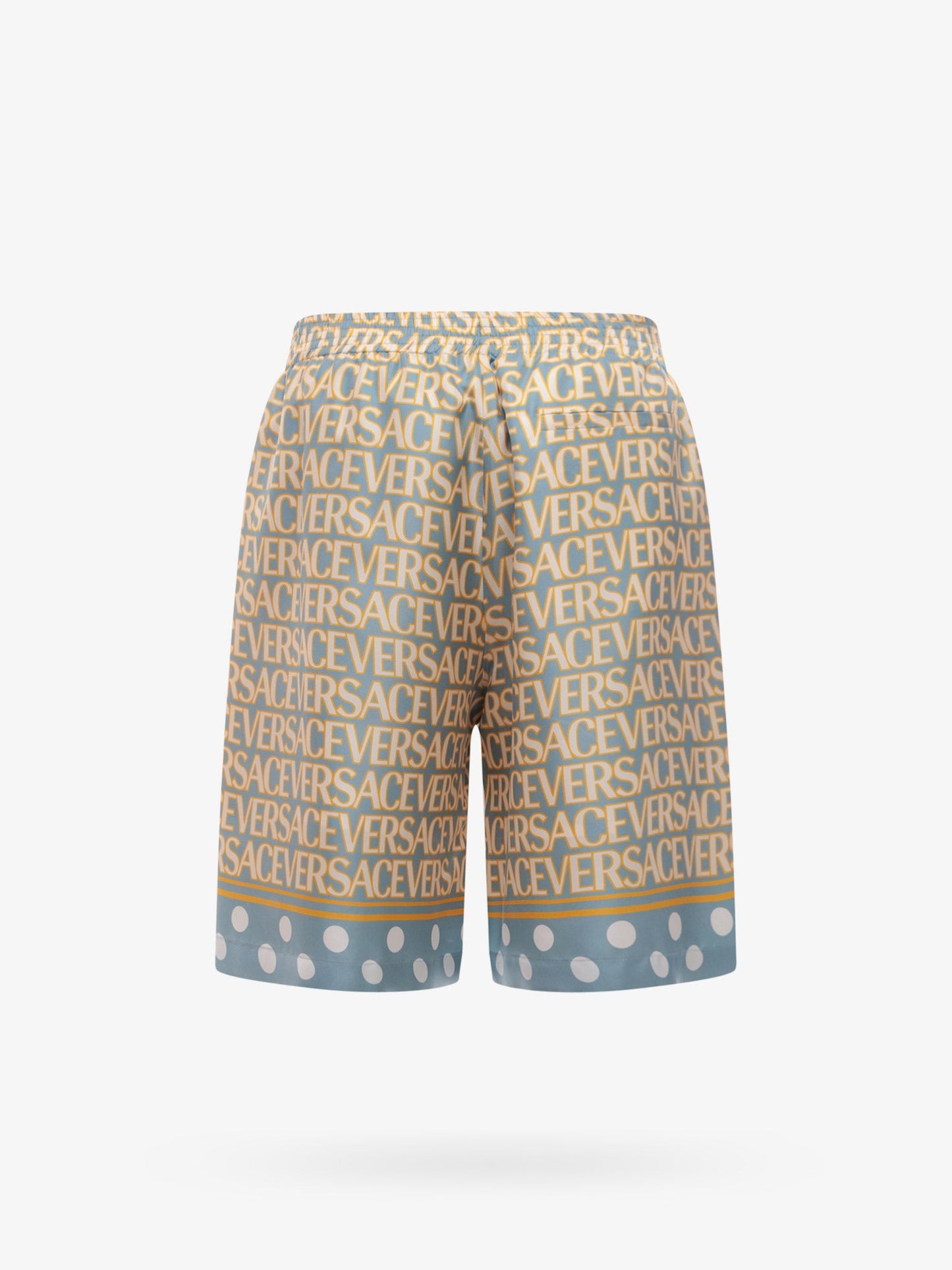 Silk bermuda shorts with all-over logo