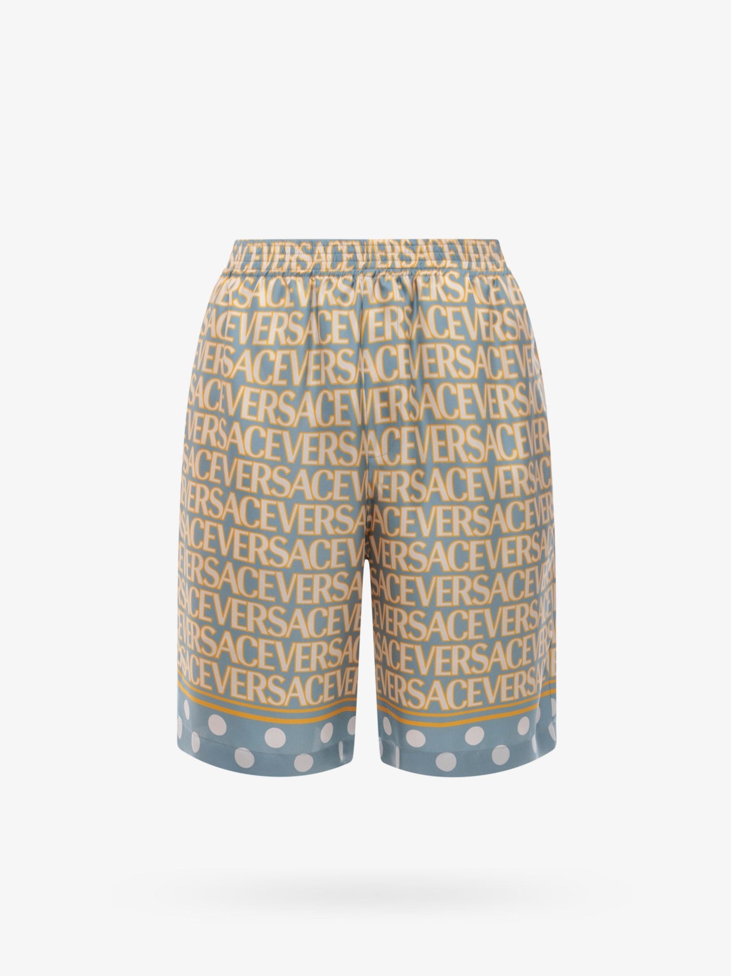 Silk bermuda shorts with all-over logo