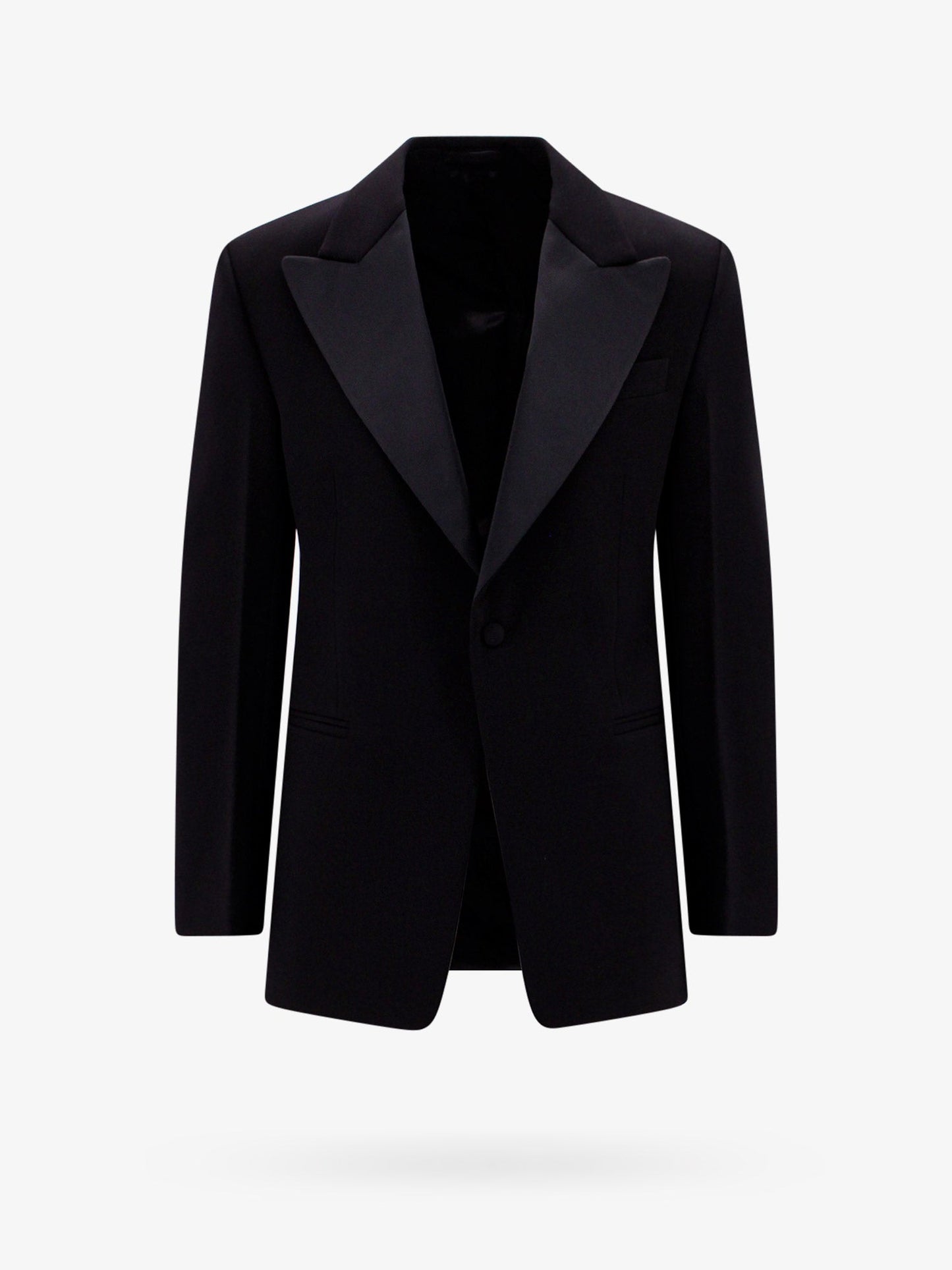 Wool blazer with satin profiles