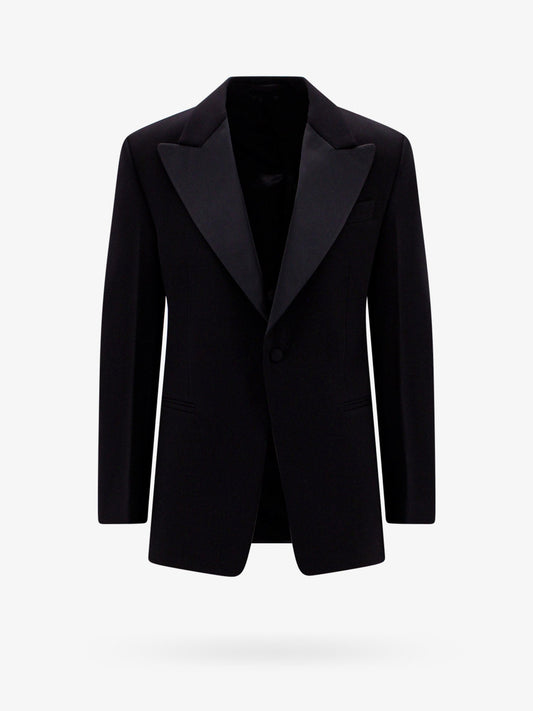 Wool blazer with satin profiles
