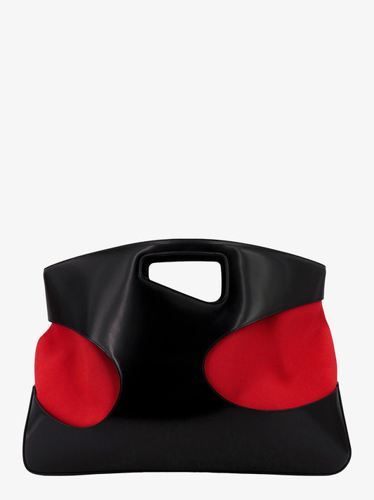Leather and canvas handbag with cut-out details