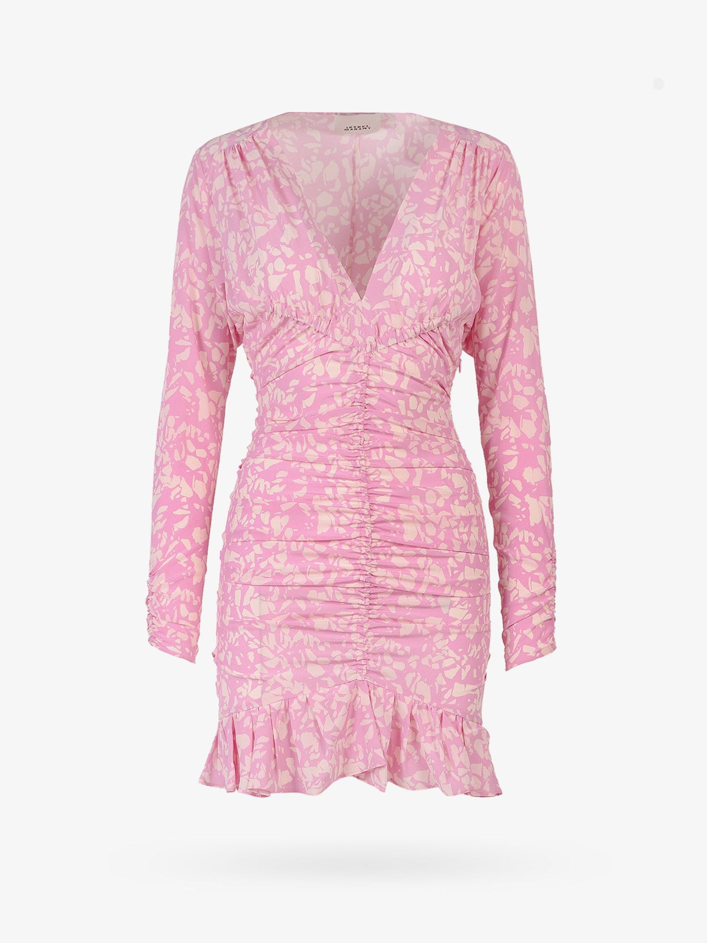 Stretch silk dress with all-over print
