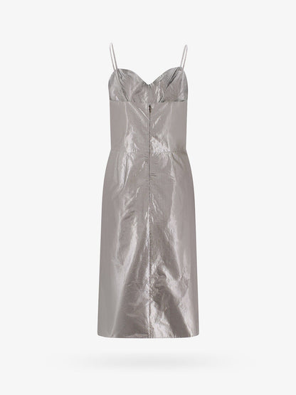 Laminted cotton dress with frontal bow thumbnail