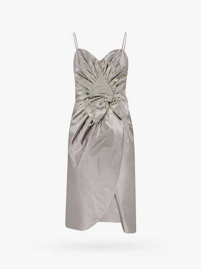 Laminted cotton dress with frontal bow thumbnail