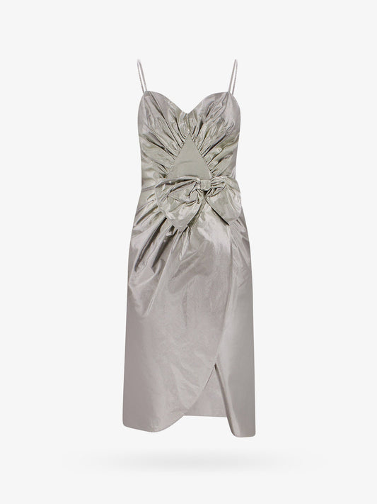 Laminted cotton dress with frontal bow