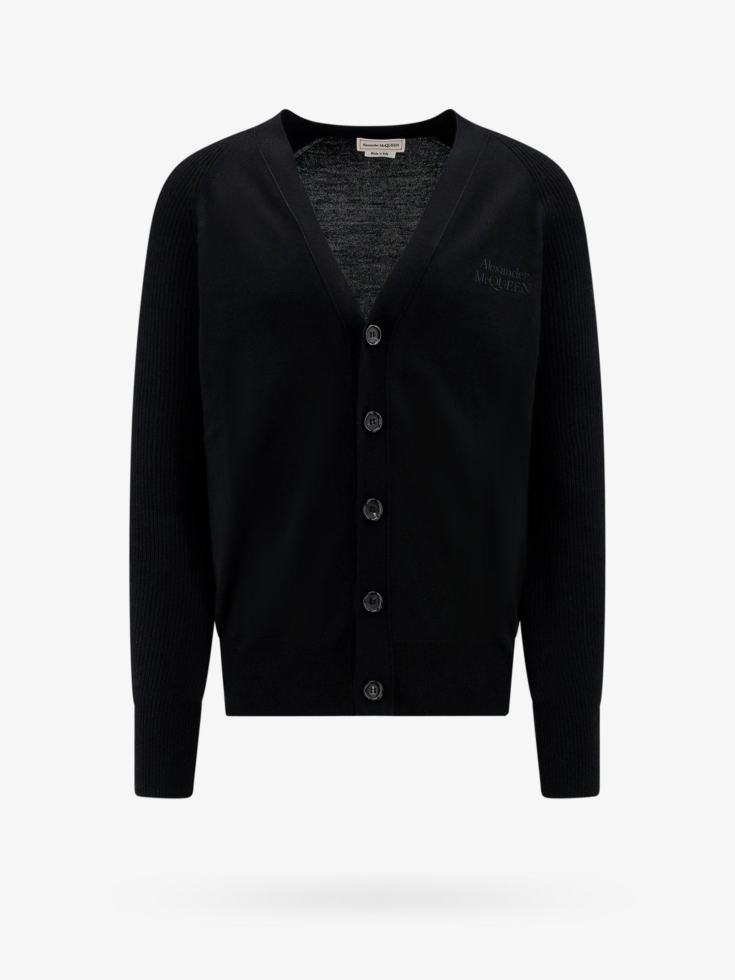 Wool cardigan with logo embroidery