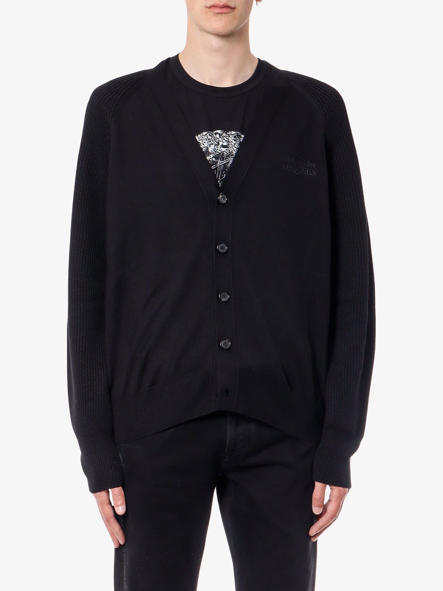 Wool cardigan with logo embroidery