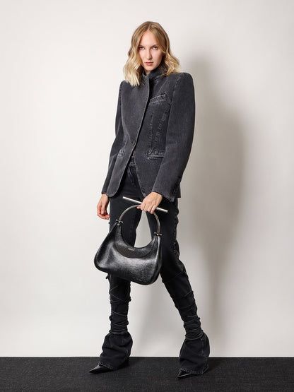 Leather handbag with frontal logo thumbnail