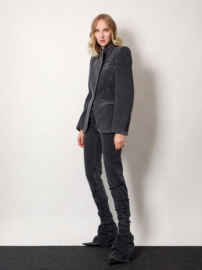 Black denim trousers with knot details thumbnail