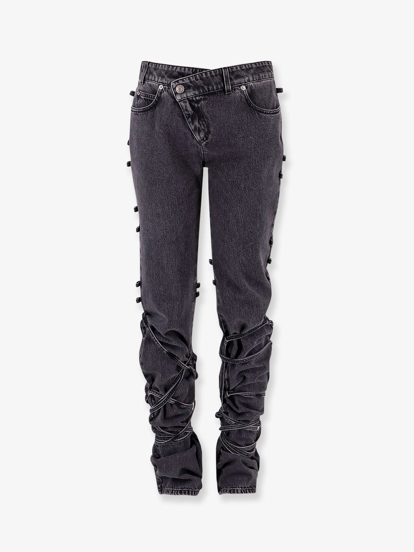 Black denim trousers with knot details