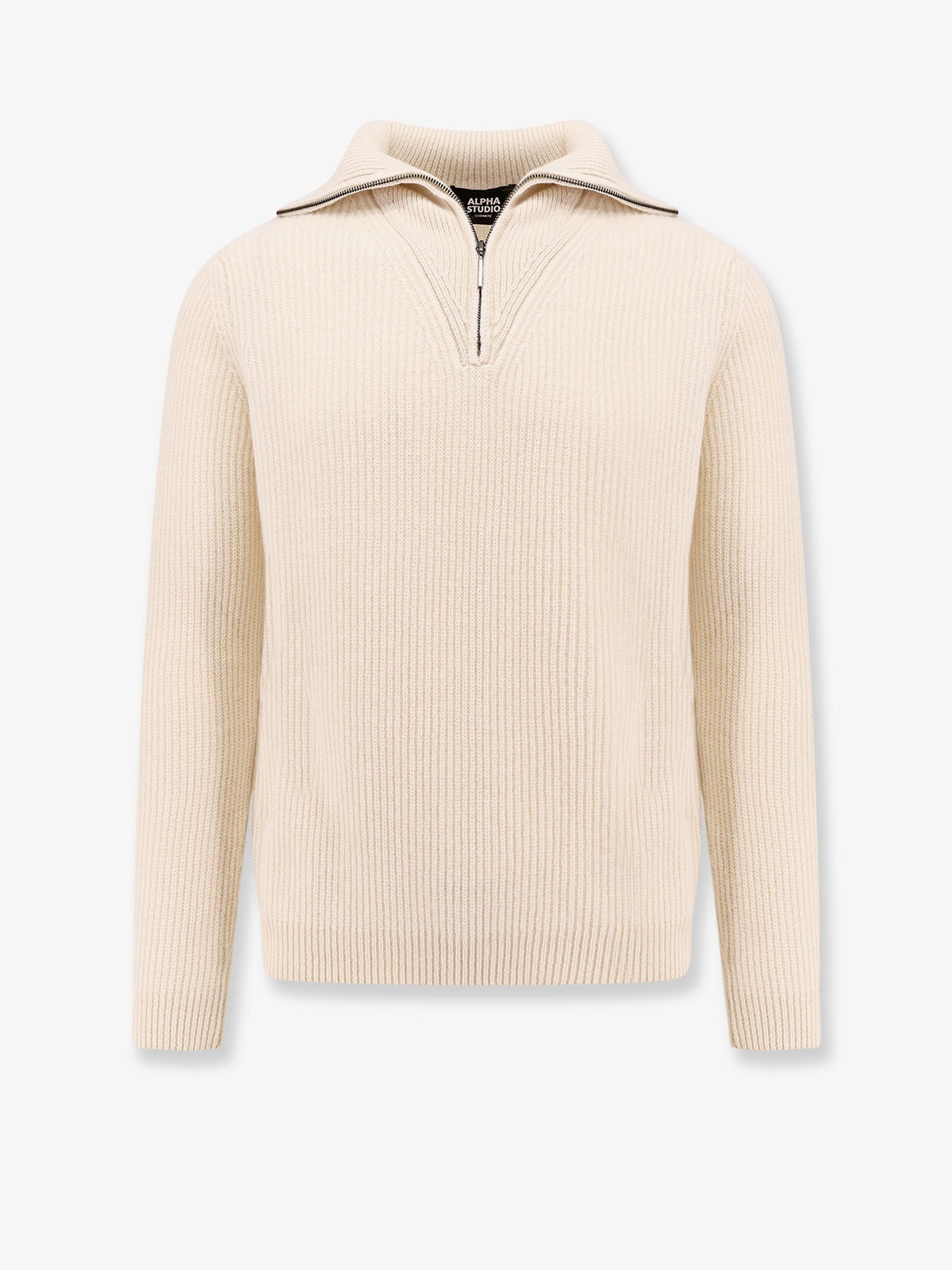Cashmere sweater with half zip