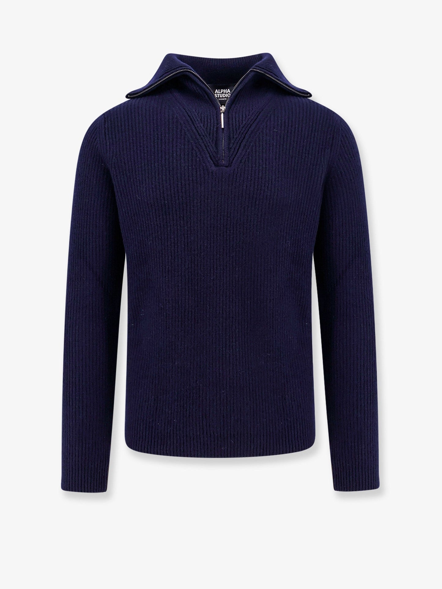 Cashmere sweater with half zip