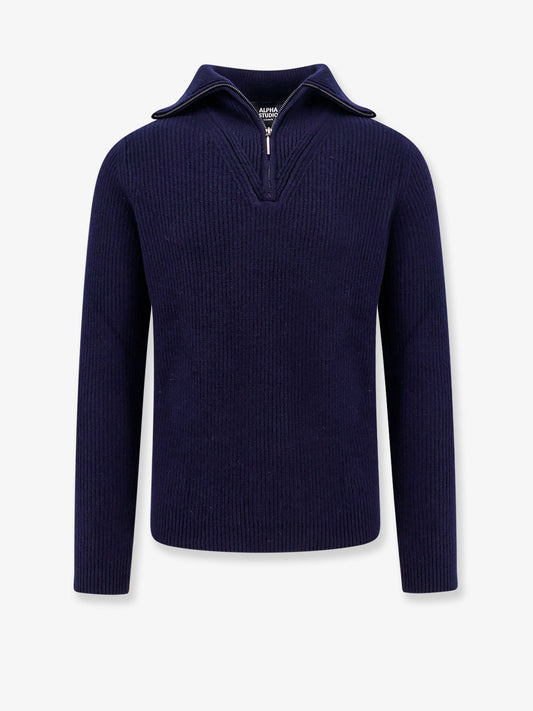 Cashmere sweater with half zip