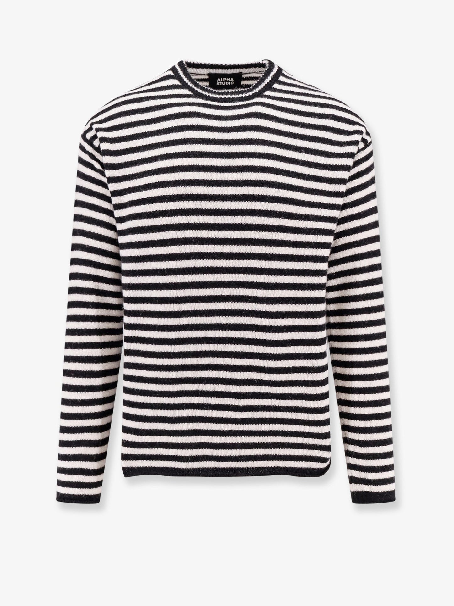 Wool blend sweater with striped motif