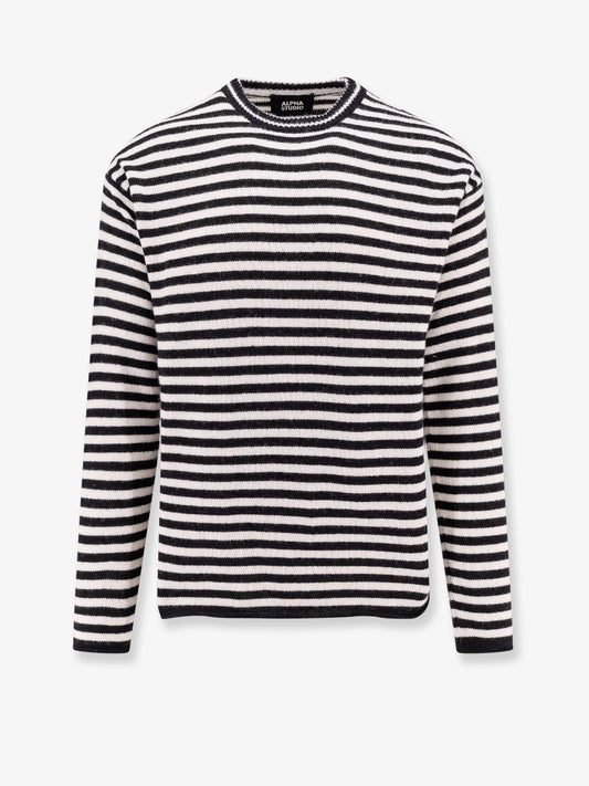 Wool blend sweater with striped motif