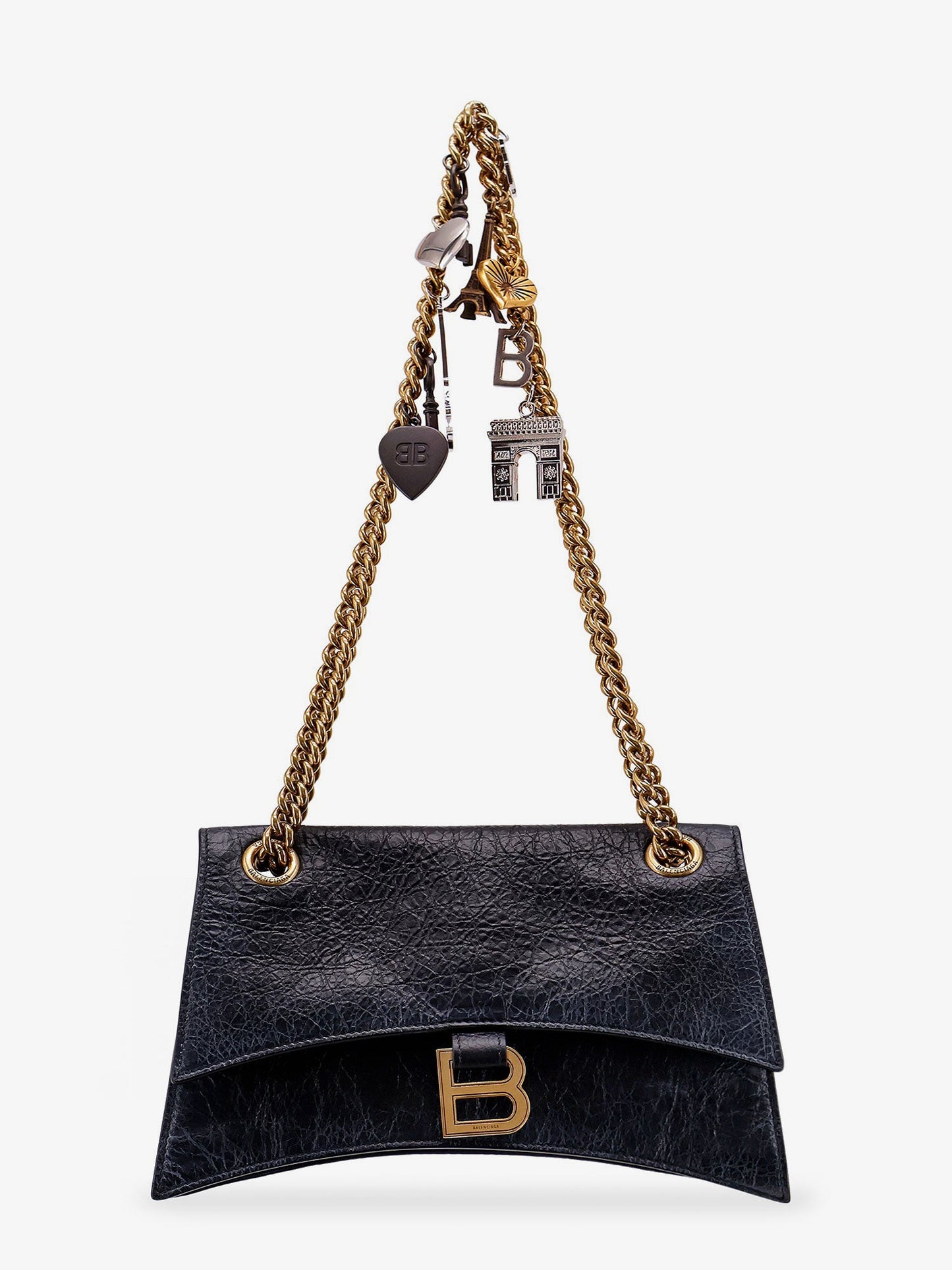 Leather shoulder bag with dirty effect and iconic metal logo