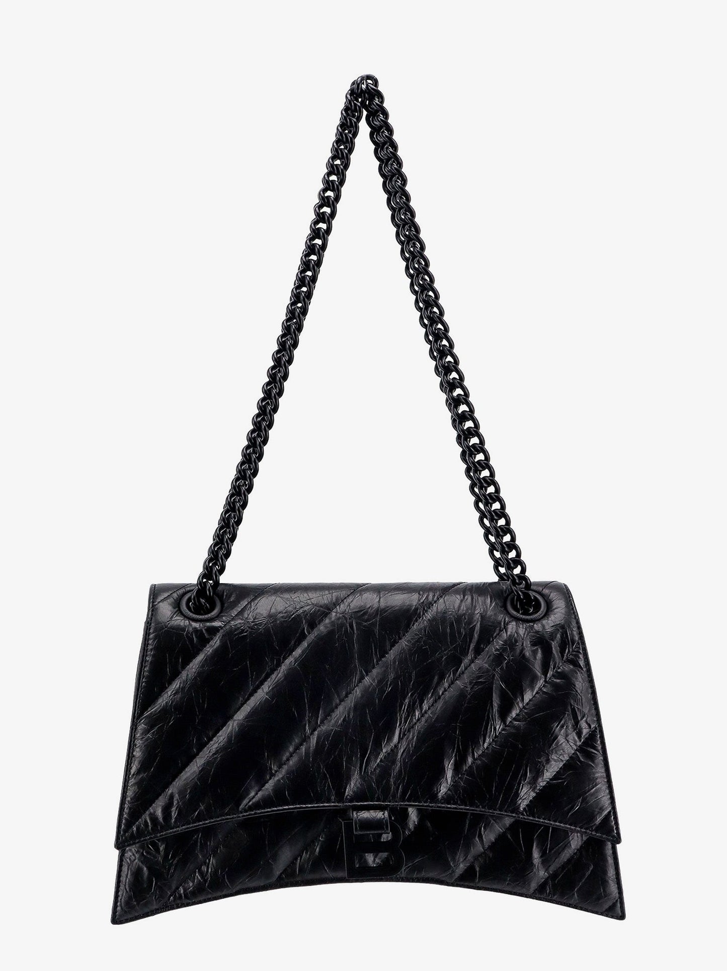Matelassé leather shoulder bag with frontal monogram