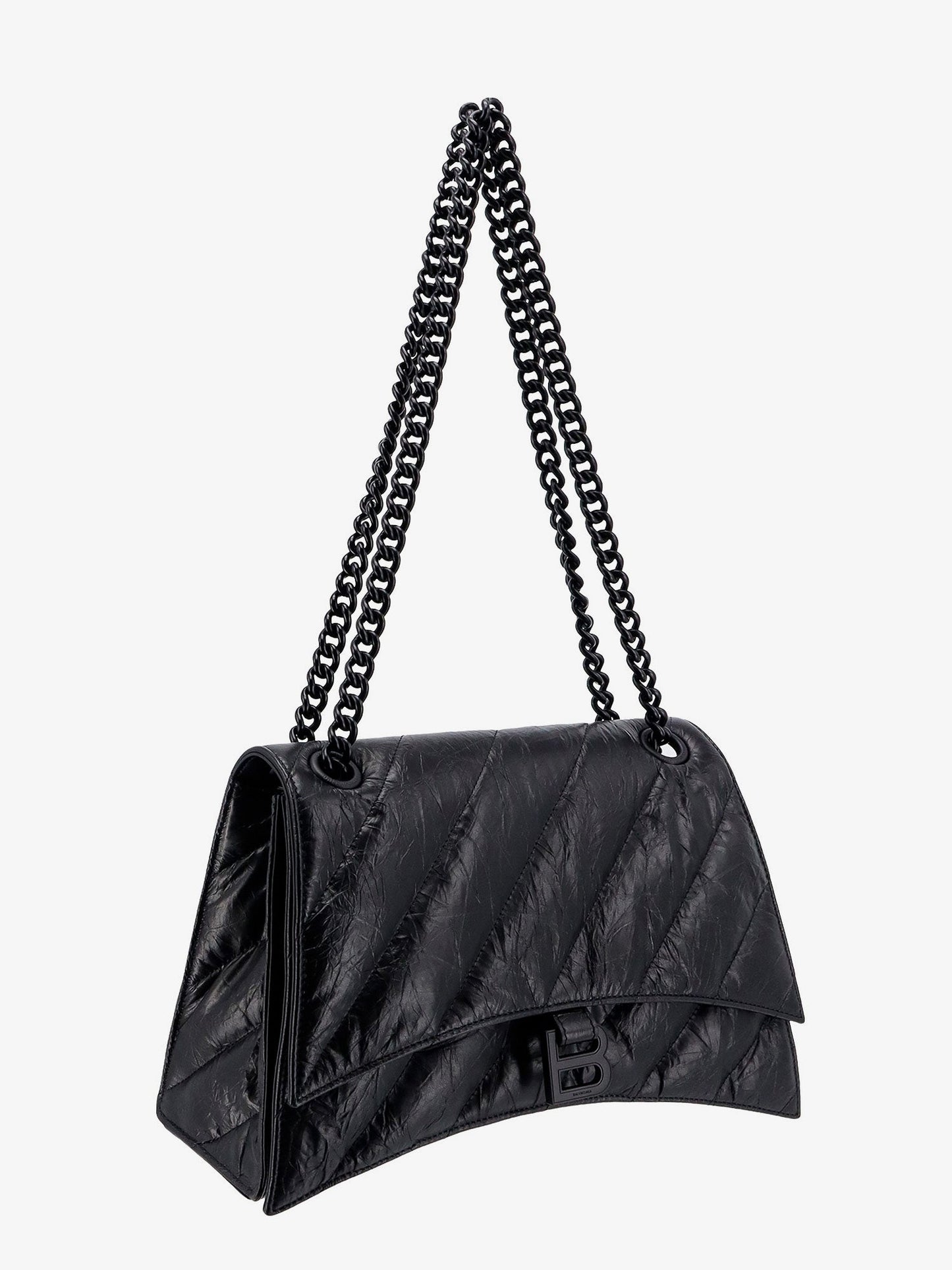 Matelassé leather shoulder bag with frontal monogram