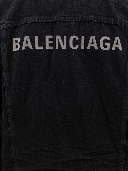Small fit black denim jacket thumbnail