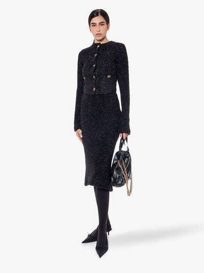 Cotton tweed knitted midi skirt thumbnail