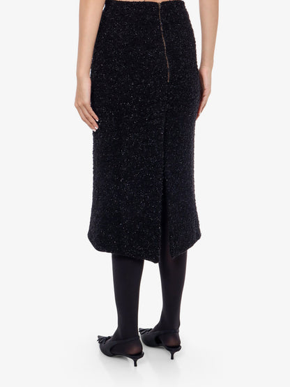 Cotton tweed knitted midi skirt thumbnail