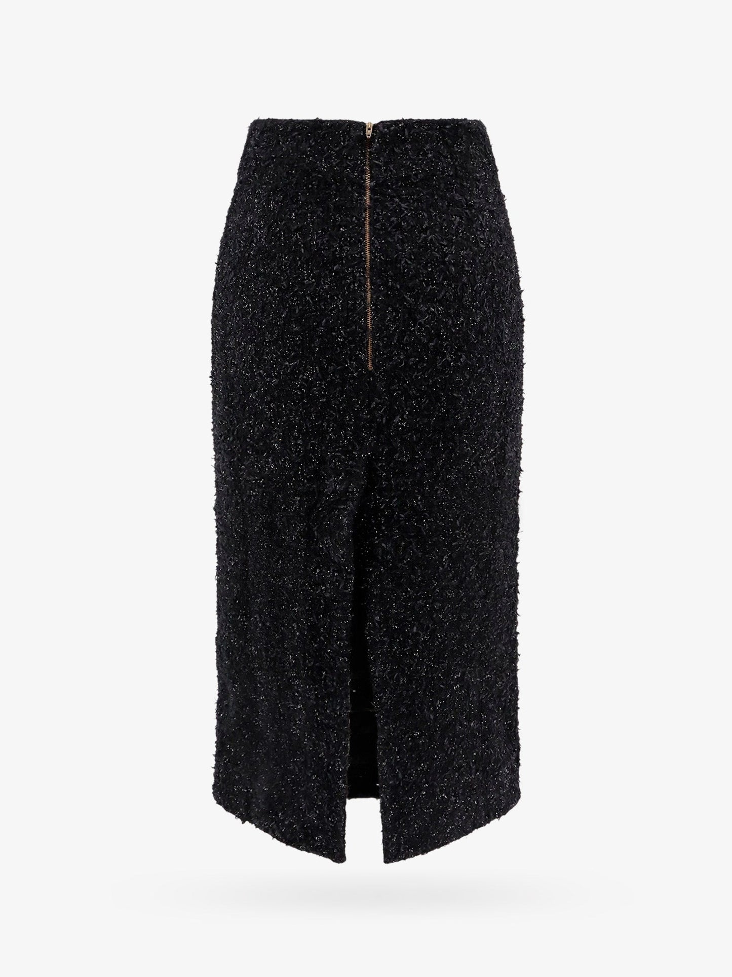 Cotton tweed knitted midi skirt